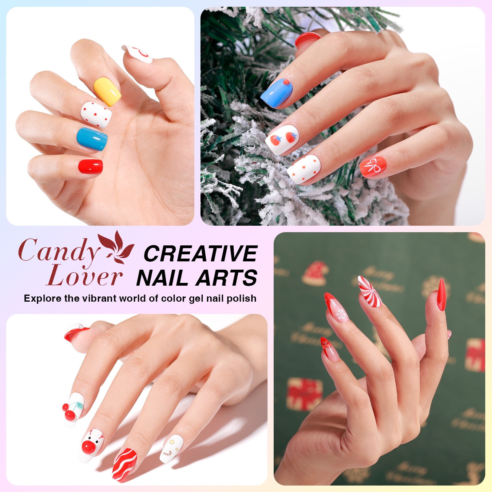 Candy Lover Gel Nail Polish Kit, 12 Colors Classic Rainbow Nail Gel Kit with Greeting Card & 72W UV Nail Lamp, Salon Quality Long-lasting Gel Polish Set, Gift for Girl Women DIY Manicure