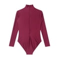 thumbnail image 6 of Doomiva Turtleneck Leotard Long Sleeves Ballet Gymnastic Dance Workout Fitness Bodysuit for Women Burgundy S, 6 of 7
