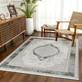 thumbnail image 2 of Grey Framed Area Rugs for Living Room Washable Rugs Boho Moroccan Area Rug Soft Neutral Geometric Bohemian Carpet Distressed Indoor Rug for Bedroom Dining Room Office Foldable Nonslip Rug, 2 of 9