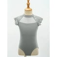 thumbnail image 3 of IEFIEL Kids Girls Lace Ruffle Sleeve Gymnastics Ballet Dance Tank Leotard One-Piece Bodysuit Unitard A Grey 11-12, 3 of 7