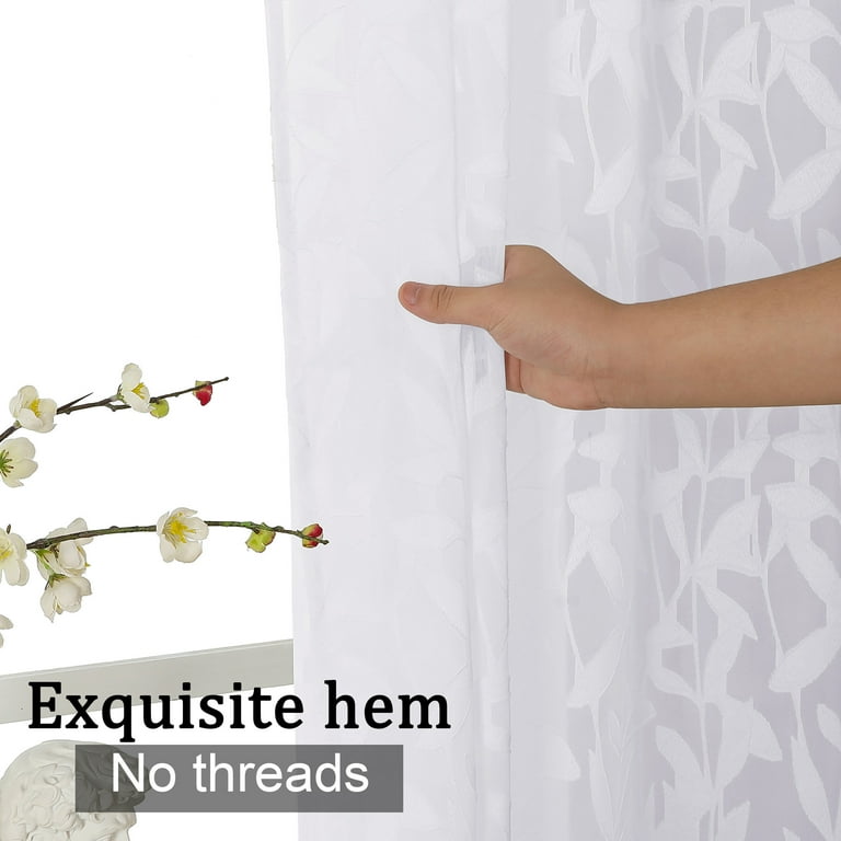 OVZME Leila White Sheer Curtains 40W x 63L, 2-Panel photo 3