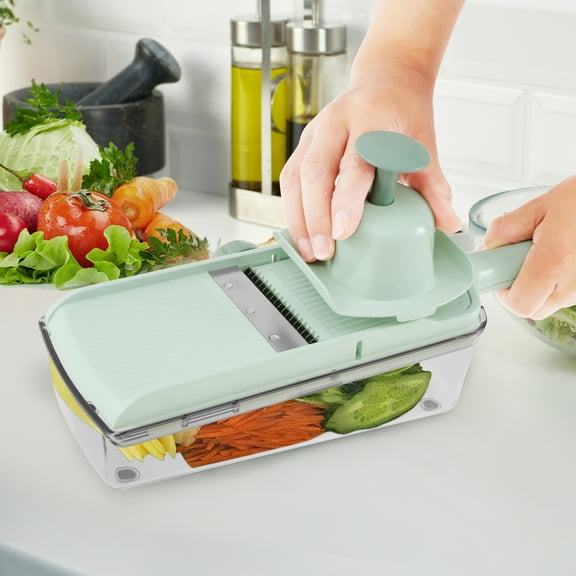 Mandoline Slicer for Kitchen Adjustable Vegetable Slicer with Container and Peeler Multifunction Veggie Fruit Cutter Safe Mandolin Slicer for Potato Carrot Onion Cucumber