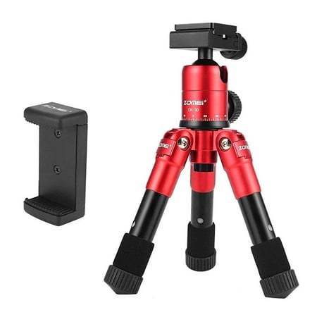 zomei lightweight compact aluminum alloy mini desktop tabletop tripod with 360 degree panoramic ball head and quick release plate for canon nikon dslr cameras and iphone samsung mobile (Best 360 Camera App Iphone)