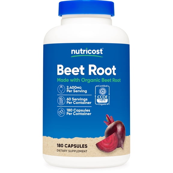 Nutricost Beet Root 2400mg, 180 Capsules - Supplement made with Organic Beet Root, 60 Servings