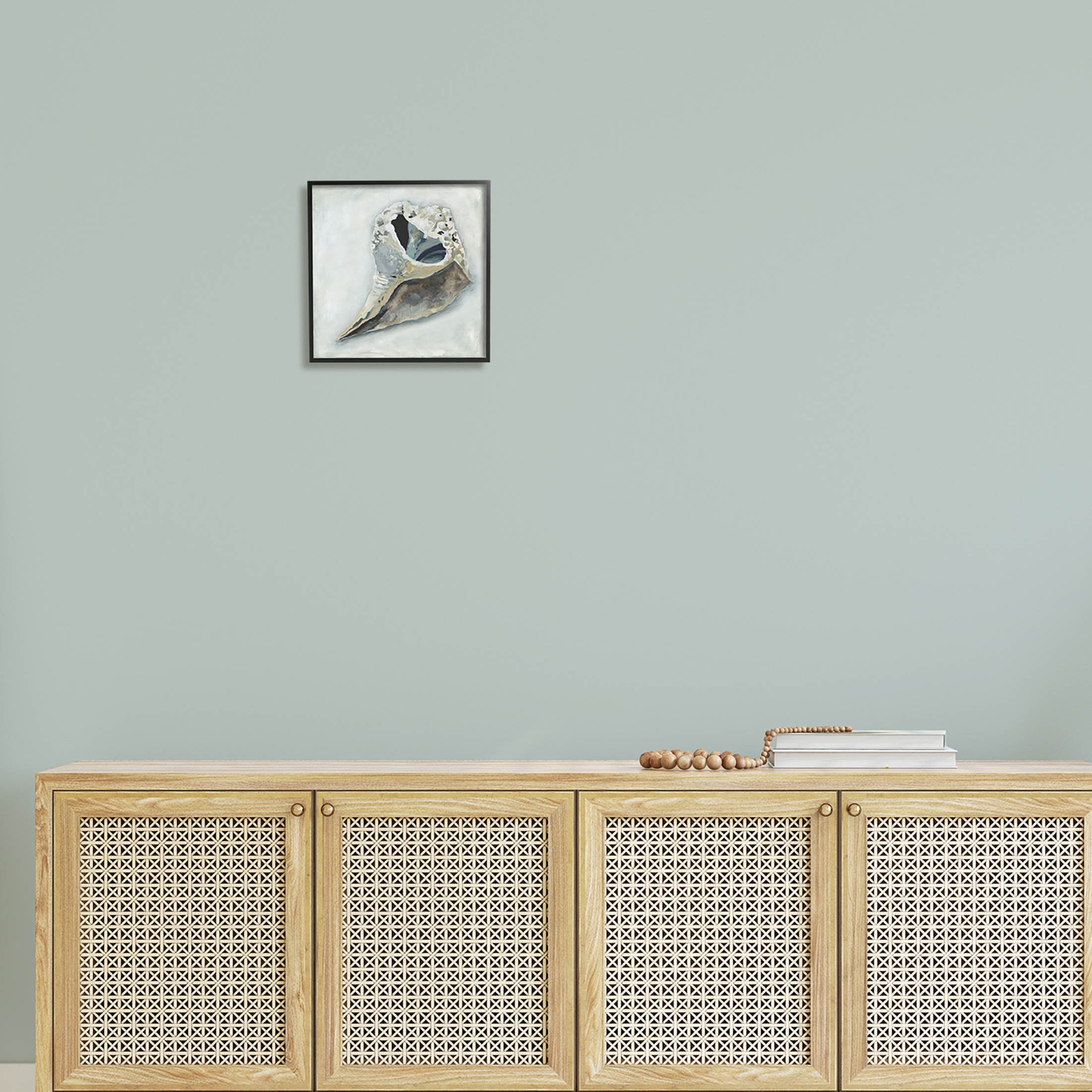 Stupell Industries Nautical Conch Seashell Painting Black Framed Art Print Wall Art, Design by Erica Christopher