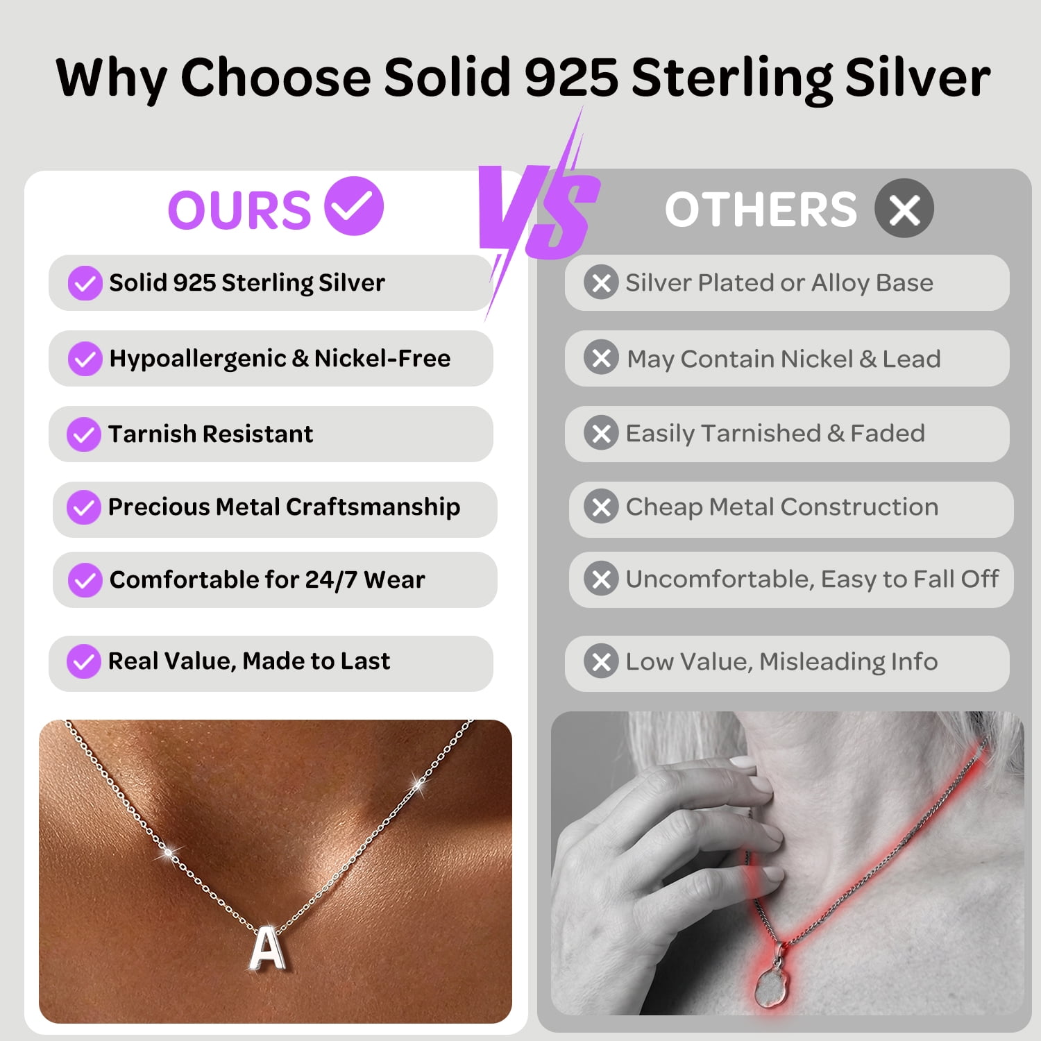 ChicSilver Solid Sterling Silver Initial Necklaces 14K Gold Plated Dainty A-Z Pendant Letter Charm Personalized Name Necklaces Jewelry Christmas Birthday Valentine's Day Gifts for Her