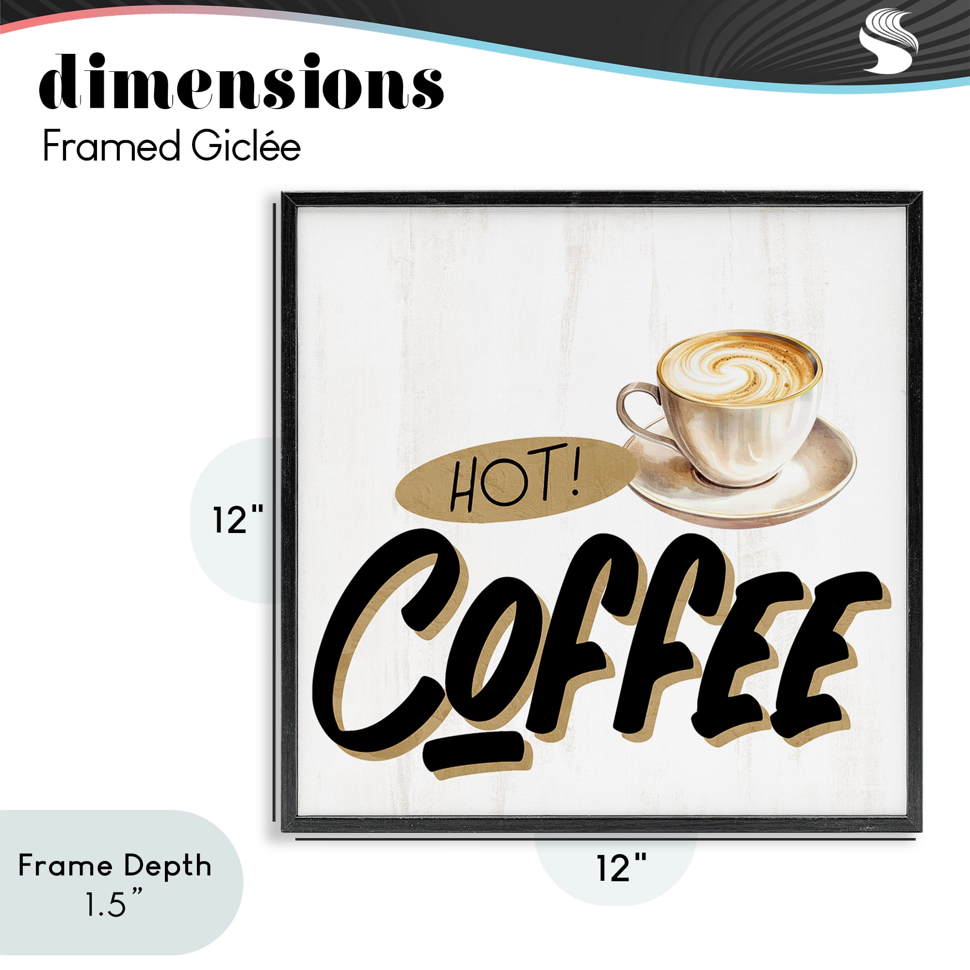 Stupell Industries Retro Fresh Hot Coffee Black Framed Giclee Art, design by Kim Allen