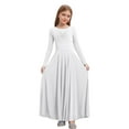 thumbnail image 6 of Aislor Girls Praise Dance Dress Long Sleeve Worship Church Dancewear Liturgical Lyrical Church Robe White 10, 6 of 7