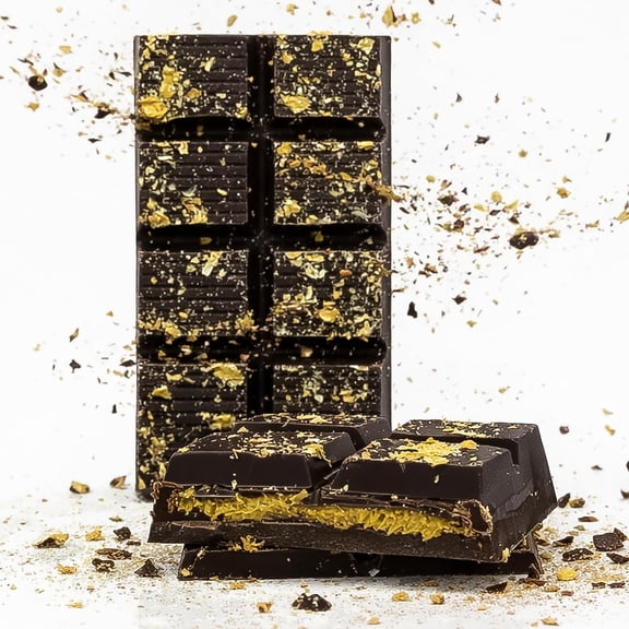 Dubai Chocolate Dark Chocolate Bar with Pistachio & Orange Filling, 6.5 oz – Handmade Baklava-Inspired Middle Eastern Dessert with Pistachio Cream