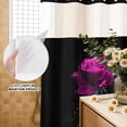 thumbnail image 2 of No Hook Shower Curtain with Built-in Rings - Vintage Washable Waterproof Fabric Bathroom Curtains for Hotel,Rentals, Stall 36 X 78 Inch , Rose Butterfly Splash Electric Lavender, 2 of 9