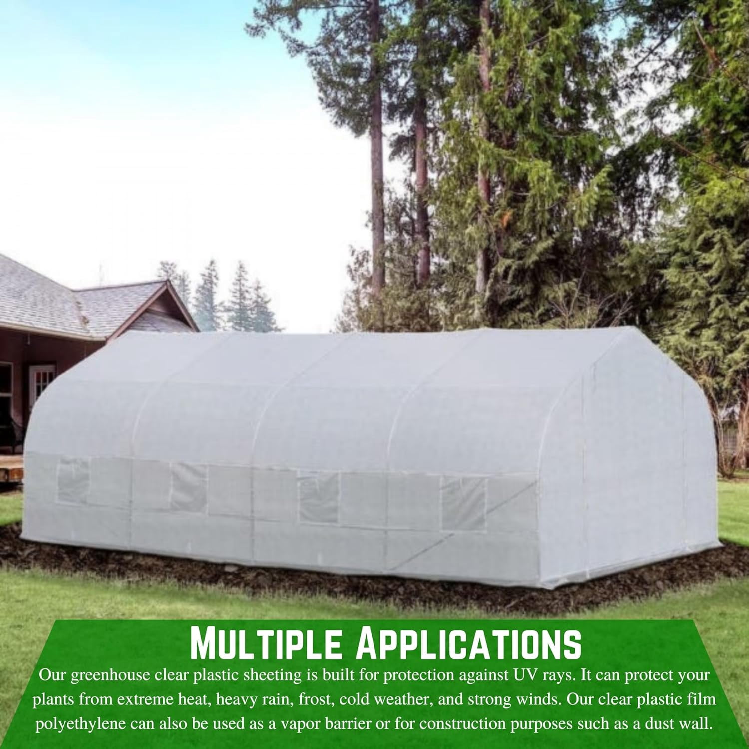 Farm Plastic Supply - String Reinforced 4 Year UV Resistant 10 mil White Greenhouse Plastic Sheeting - 4 Year UV Resistant Polyethylene Greenhouse Film, Hoop House Green House Cover (20' x 40')