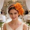 thumbnail image 6 of Horivan Vintage Feather Fascinator Hat with Mesh Ribbon and Clip Headband for Women, Tea Party Wedding Cocktail Headwear Accessory, 6 of 6