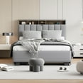 thumbnail image 2 of Full Size Platform Bed with Storage Headboard, Trundle & 2 Drawers, Upholstered Wood Bed Frame with Sockets & USB Ports for Bedroom Apartment, Gray, 2 of 7