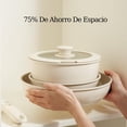 thumbnail image 2 of Sartenes Antiadherentes, Juego de 5 Ollas, Utensilios de Cocina Antiadherentes con Tapa y Mango Desmontable para Todas las Estufas, Apto para Lavaplatos y Horno, Beige, 2 of 8