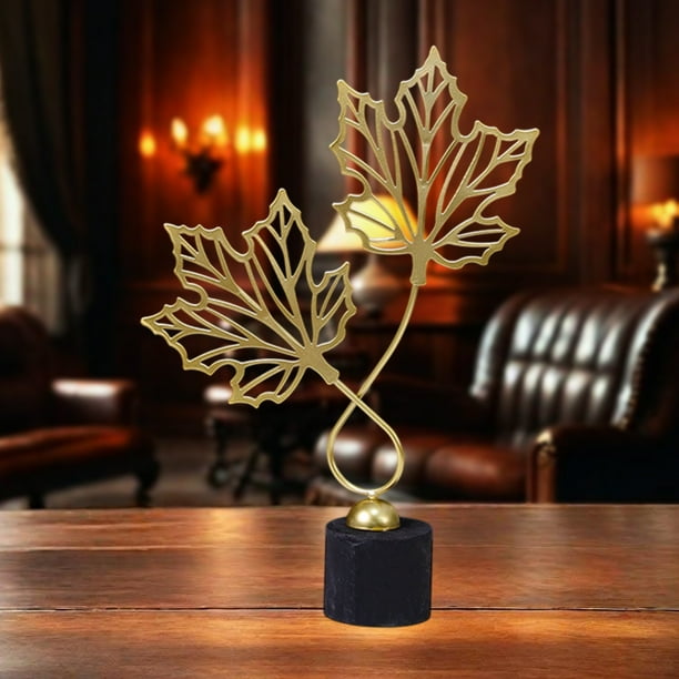 Adorno de Hoja Metálica, Escultura Decorativa para Mesa, Figura de Arte en Hierro con Color Dorado, 31 x 23 cm, para Decoración de Sala de Estar, Entrada o Vitrina de Vinos