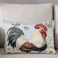 thumbnail image 3 of White Retro Rooster Throw Pillow Cover 20 x 30 Inch Decorative Pillow Cover Spring Floral Farmhouse Watercolor Lumbar Pillowcase Seasonal Rectangle Cushion Case for Couch Sofa Bed Living Room, 3 of 7