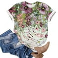 thumbnail image 4 of ICHUANYI Women's Short Sleeves Round Neck T Shirt Fashion Summer Floral Print Regular Tops, 4 of 5