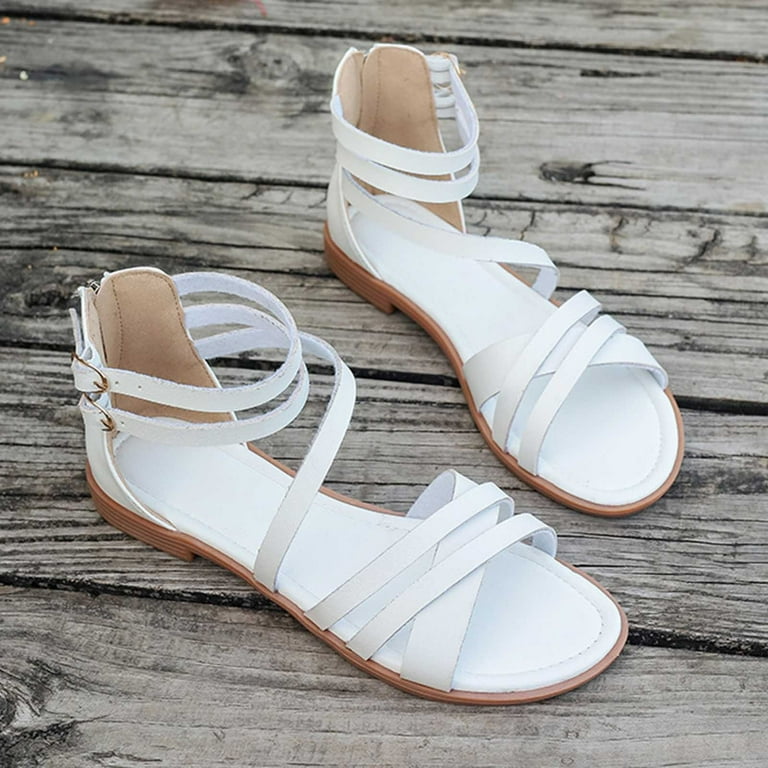 FRSASU Sandals for Women,Women'S Plus-Size Flat Thin Thick Strap