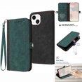 thumbnail image 1 of Mantto Wallet Case for iPhone 13 Magnetic Card Slots Holder Kickstand Shockproof Case Luxury PU Leather Wrist Strap Handbag Soft Silicone Drop Resistant Shockproof Protective Case,Darkgreen, 1 of 9