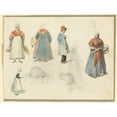 thumbnail image 3 of Denis Auguste Marie Raffet 18x15 Black Modern Framed Museum Art Print Titled - Sheet of Sketches; Men, Women and Mice, 3 of 5