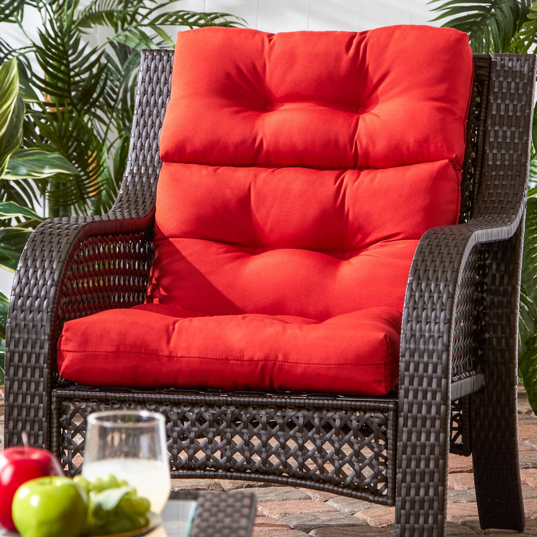 Greendale Home Fashions Outdoor 44'' x 22'' High Back Chair Cushion, Salsa