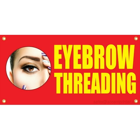 Eyebrow Threading Vinyl Display Banner With Grommets 2 Hx4 W