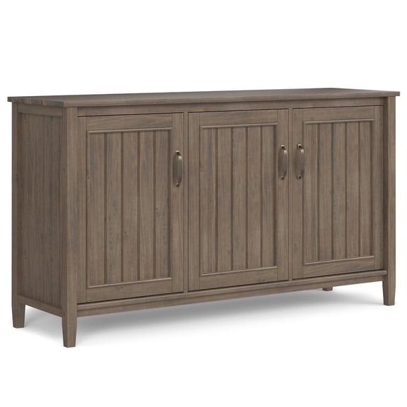 Simpli Home Lev SOLID WOOD 60 inch Wide Contemporary Wide Storage Cabinet in Smoky Brown