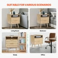 thumbnail image 2 of KFFKFF Wicker Nightstand, Bohemian Style Side Table with Open Compartment and Dual Drawers, Wicker Accent Table Nightstand with Sturdy Wooden Legs, Wicker Bedside Table with Power Dock, 2 of 9