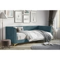 thumbnail image 2 of Home Design Elsie Twin Daybed with Corduroy Velvet Upholstery, Vertically Stitched Tufting, Stylish and Versatile Seating or Sleeping Solution, Blue, 2 of 5