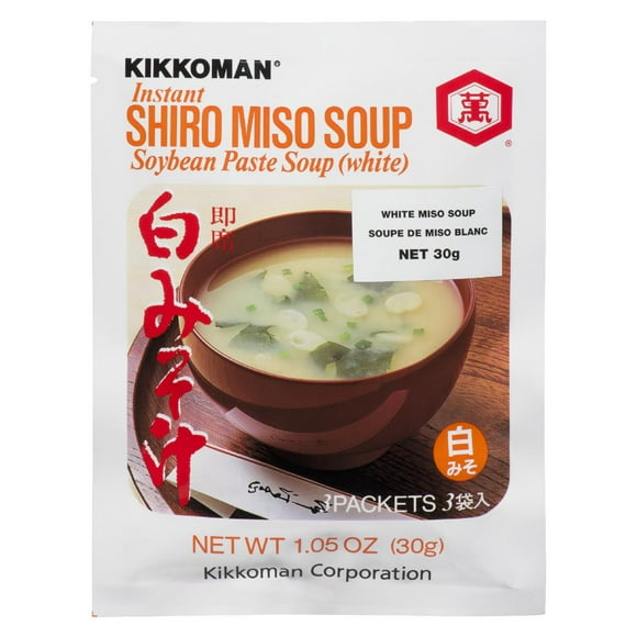 Kikkoman Instant Shiro Miso Soybean White Paste Soup, 3 x 10 g Packs