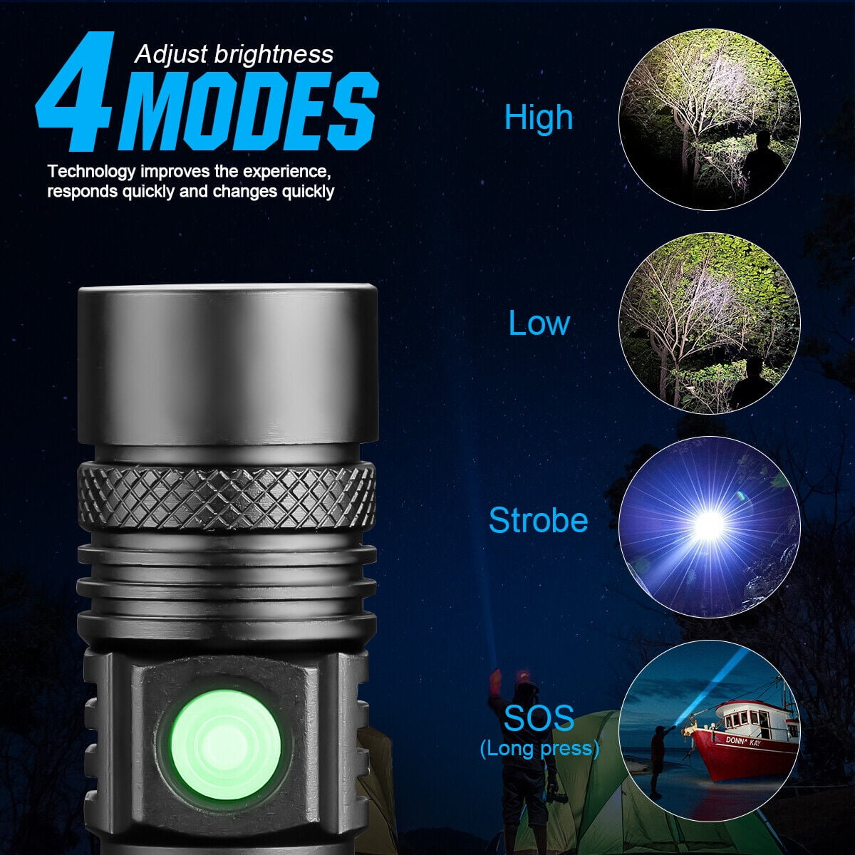 2Pack LED Flashlight Rechargeable Flashlights 2000 Lumens Super Bright Pocket-Sized Torch with Clip&Battery for Hiking Camping