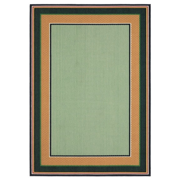 Oriental Weavers Havana Indoor/Outdoor Rug - HAV03 - 5'3" x 7'3" - in Green/ Navy - Preppy Style, Water, Stain and Fade Resistant, Hose Clean, Patio, Outdoor Living Area Rug