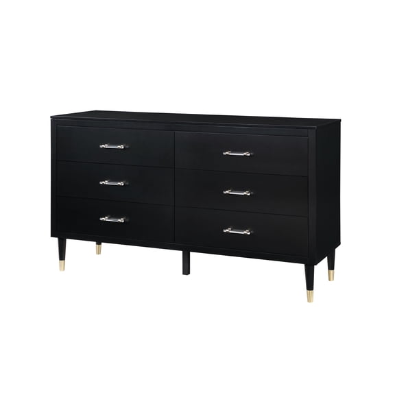 Manhattan Comfort Stanton Solid Engineered Wood Dresser in Black