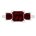 thumbnail image 2 of Dazzlingrock Collection Princess Garnet 3 Stone Engagement Ring for Women (Color Red, Clarity Moderately Included) in 925 Sterling Silver, Size 9, 2 of 4