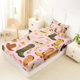 thumbnail image 2 of Manfei Rustic Cowboy Boots Twin Fitted Sheet 2 Pieces,Western Floral Hats Bedding,Pink Brown Green,1 Fitted Sheet and 1 Pillowcase, 2 of 4