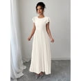thumbnail image 3 of Apricot Women Ruffle Sleeve Pleated Maxi Dress With Scoop Neck And Relaxed Fit, 3 of 6