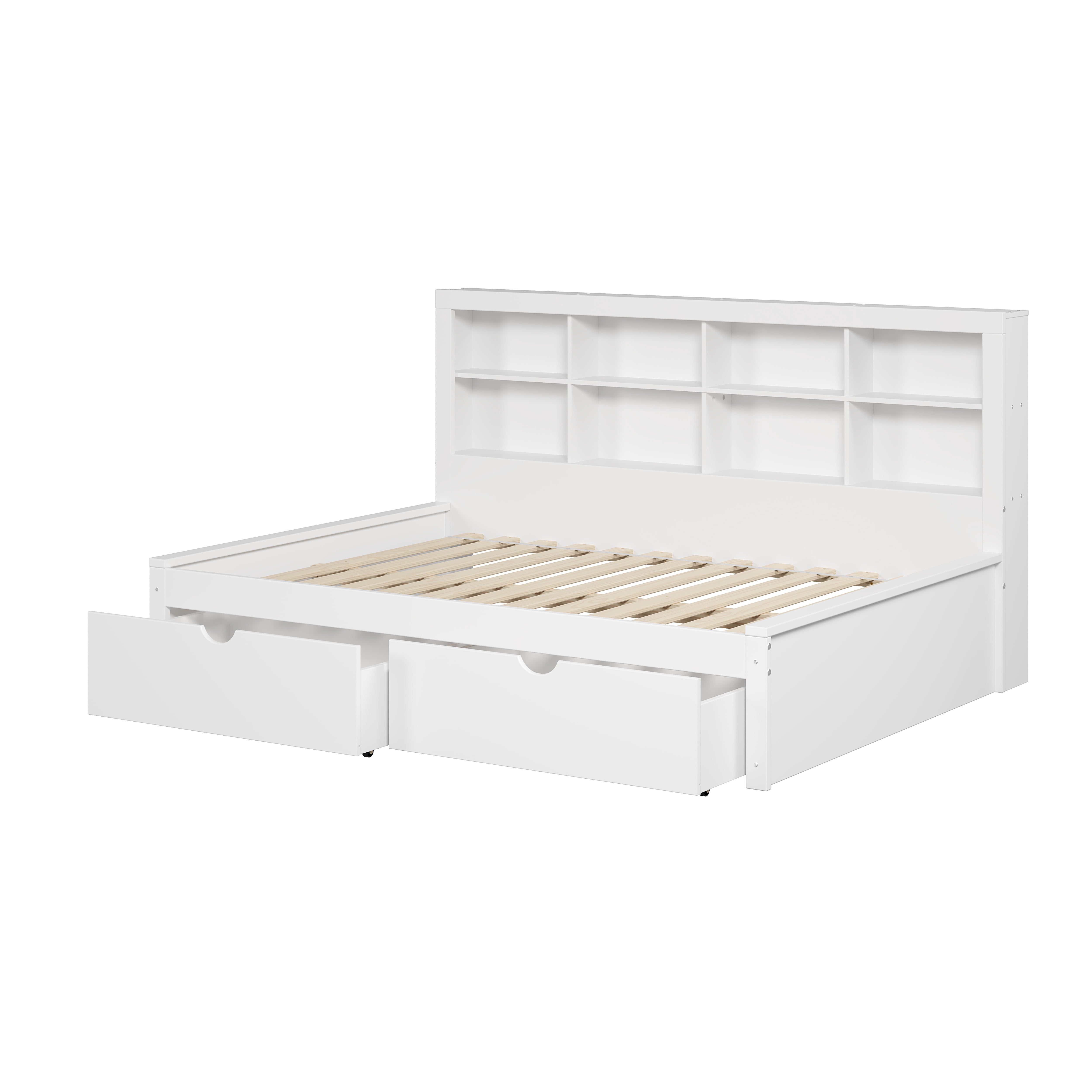 Donco Kids Bookcase Full Daybed with Dual Underbed Drawers, Full, White