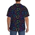 thumbnail image 3 of Lsque Colored Hearts print Men's Cuban Collar Short Sleeve Shirt Summer Beachwear Casual Button Down Fashionable Vacation Leisure Shirt-3X-Large, 3 of 7