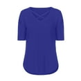 thumbnail image 5 of 50% Off Clear! Women's Plus Size Short Sleeve Soild V-Neck Cross Collar T-Shirt, 5 of 7