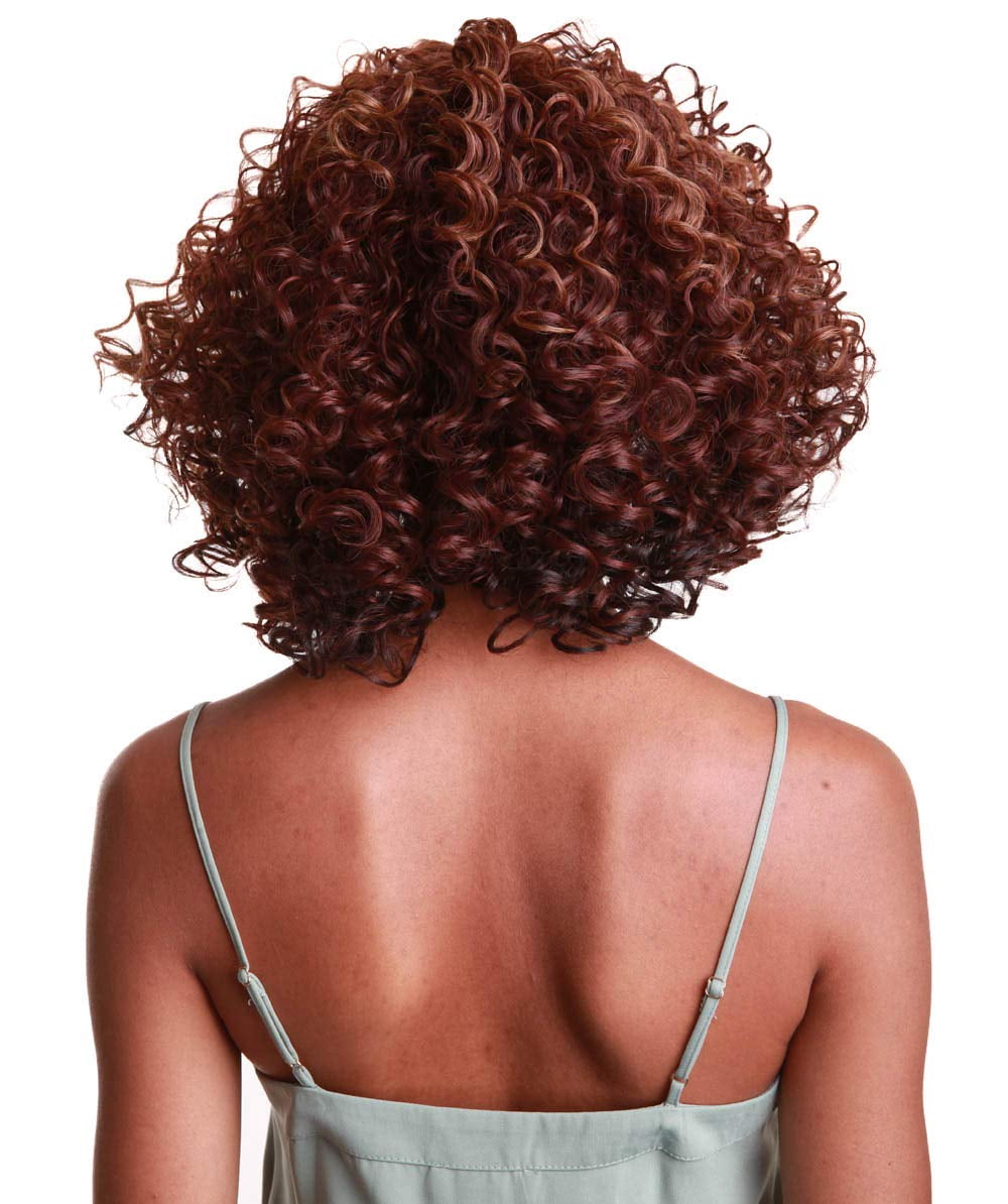 LUXLUXE Idia 13" Bob Half Wig | Curly Synthetic Hair Wig 4x4 Closure HD Lace Front Bob Wig Heat-Resistant Hair - Copper Auburn