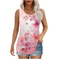 thumbnail image 2 of Plus Size Tank Tops for Women under $5 Sleeveless Crew-neck Print Loose Casual Pleated Top Multicolor XL, 2 of 6