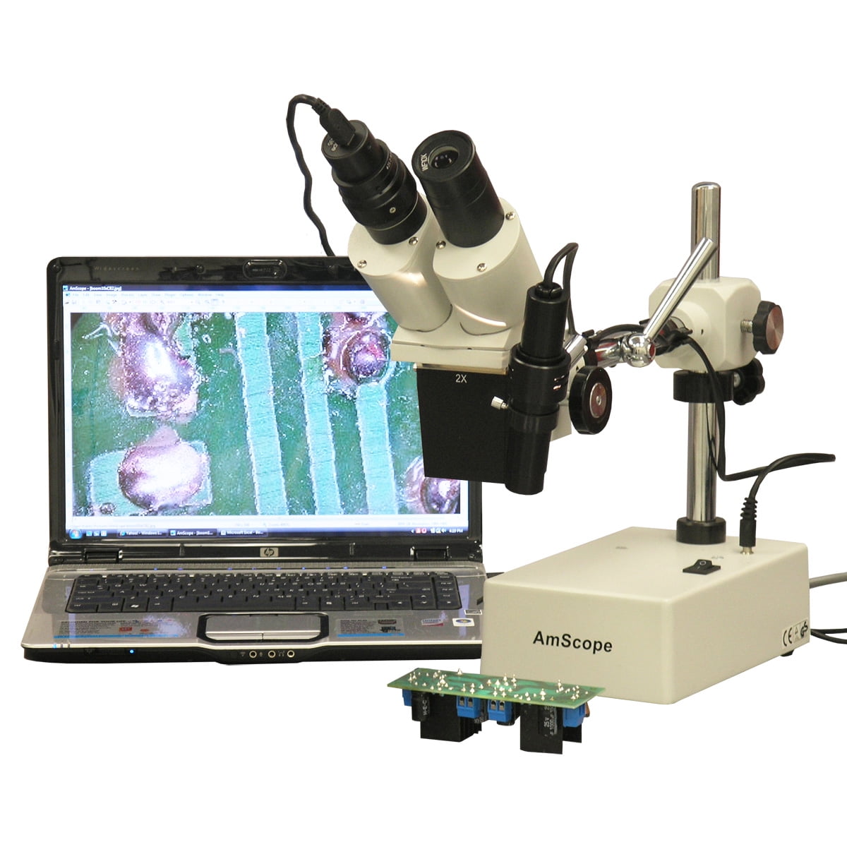 AmScope 20X & 40X Boom Arm Stereo Microscope with Side Light and