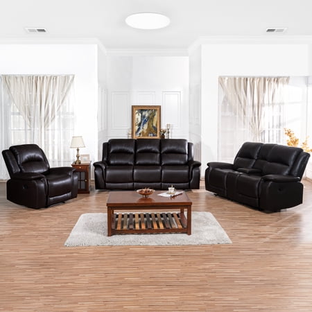 Naomi Home Katie Contemporary Recliner Collection-Color:Espresso,Style:Sofa Set