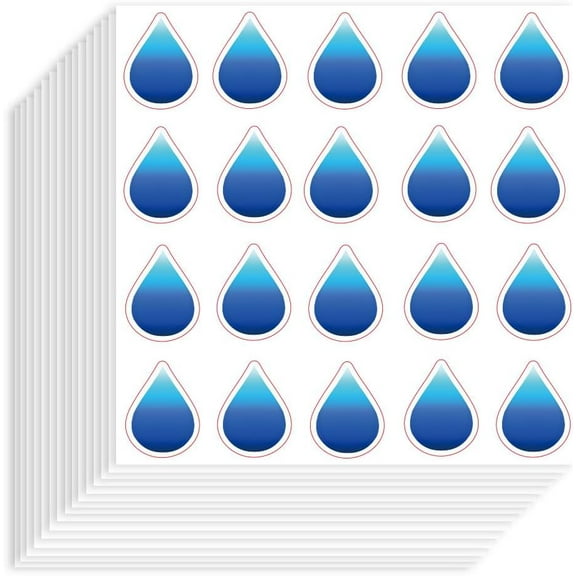 400pcs Blue Water Drop Stickers 3.54x3.54 inch Self-Adhesive Paper Decorative Stickers Waterproof Decorative Decals for Scrapbook Calendar Journals Crafting Party Gift Bag Decor
