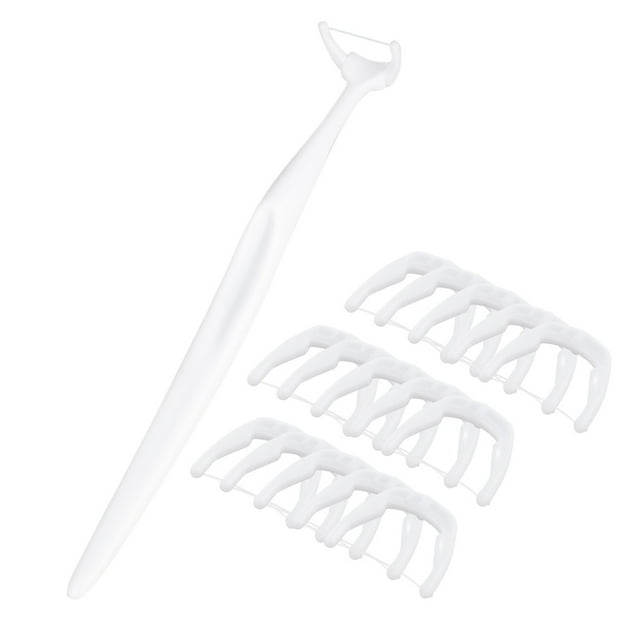 Yeacher Floss Picks 1 Holder & 20pcs Refill Inter- Brush Stick Toothpick Flosser for Oral Deep