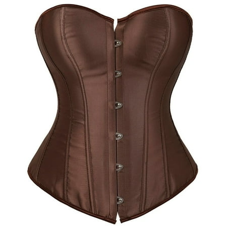 Corset Top For Women Bustier Lingerie for Women Stain Overbust Vintage Waist Cincher Brown 6XL
