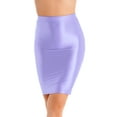 thumbnail image 2 of Zaldita Women's Shiny Oily Opaque Skirt Club Wear Sheer High Waisted Skirts Hip Skirt Shape Tight Light Purple M, 2 of 7