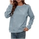 thumbnail image 3 of Camisetas Sentuca para mujer, cuello redondo, manga larga, informales, azul cielo, tallas XL, 3 of 5