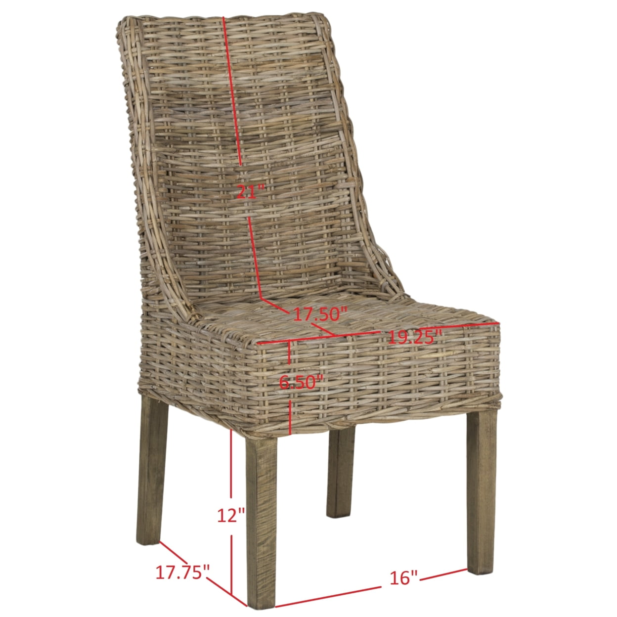 SAFAVIEH Suncoast Nautical Rattan Solid Dining Parsons Chair, Natural (Set of 2)