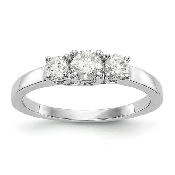 14K White Gold Ring Band Diamond, Lab Grown Round 3-Stone Diamond SI1 SI2, G H I, Engagement